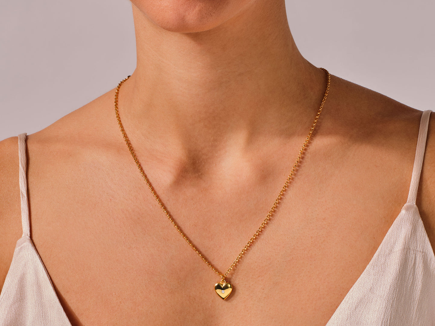 Heart Charm Necklace with Sparkle