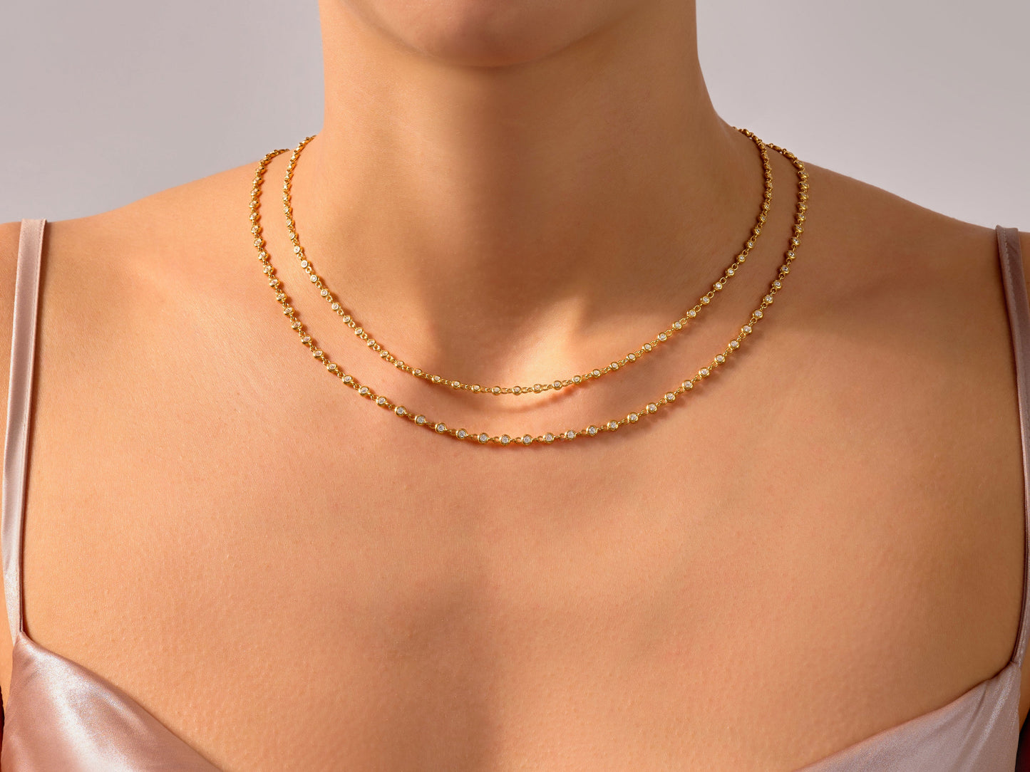 1.70 mm Bezel Lab Diamond Tennis Necklace