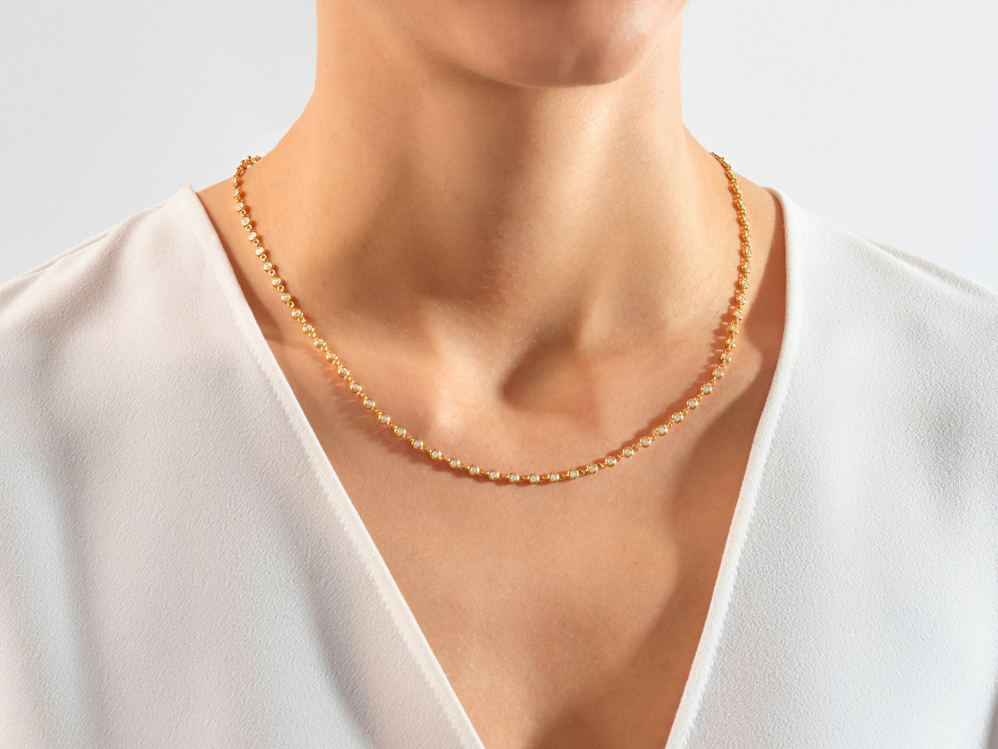 1.70 mm Bezel Moissanite Tennis Necklace