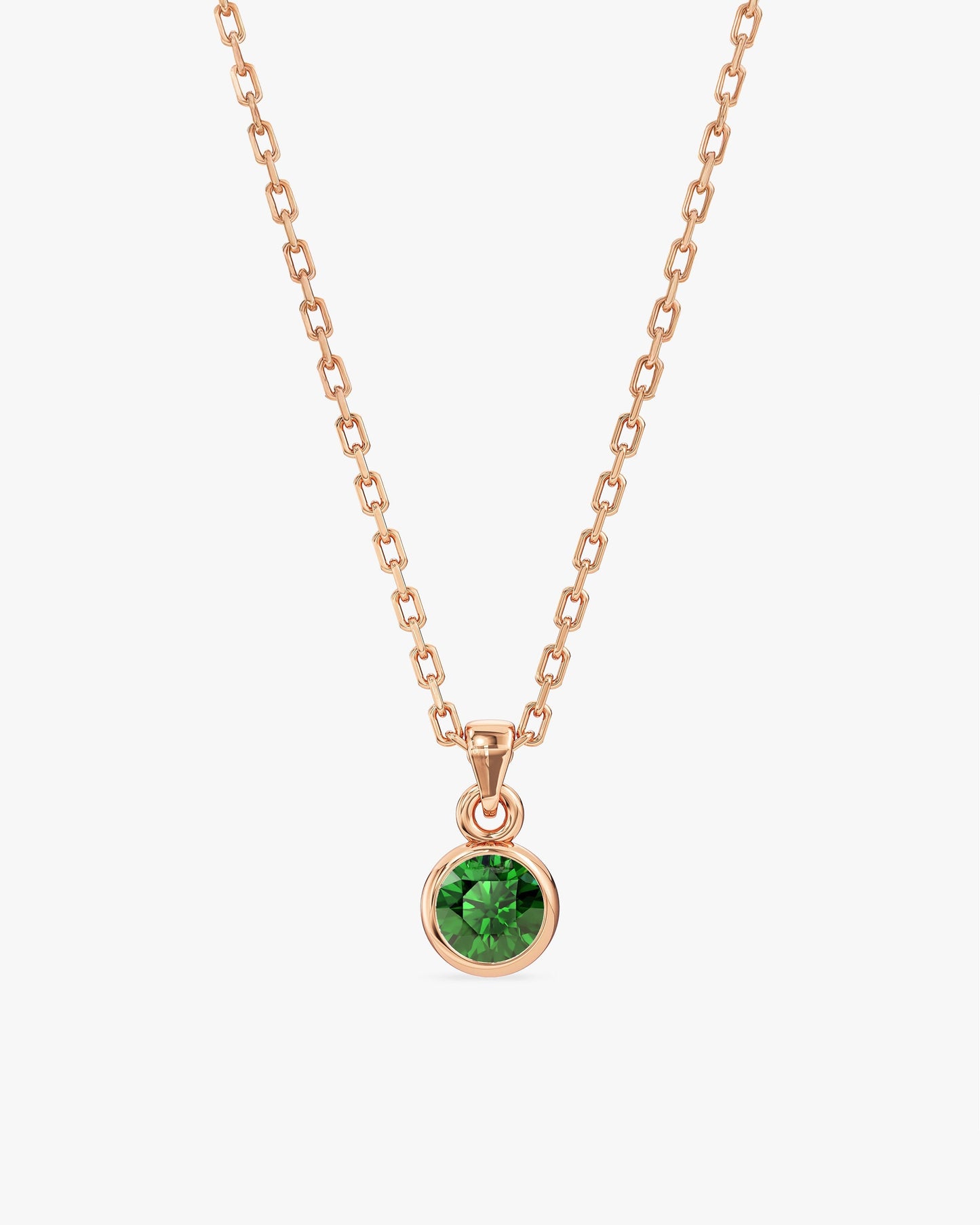 Bezel Set Round Birthstone Solitaire Necklace
