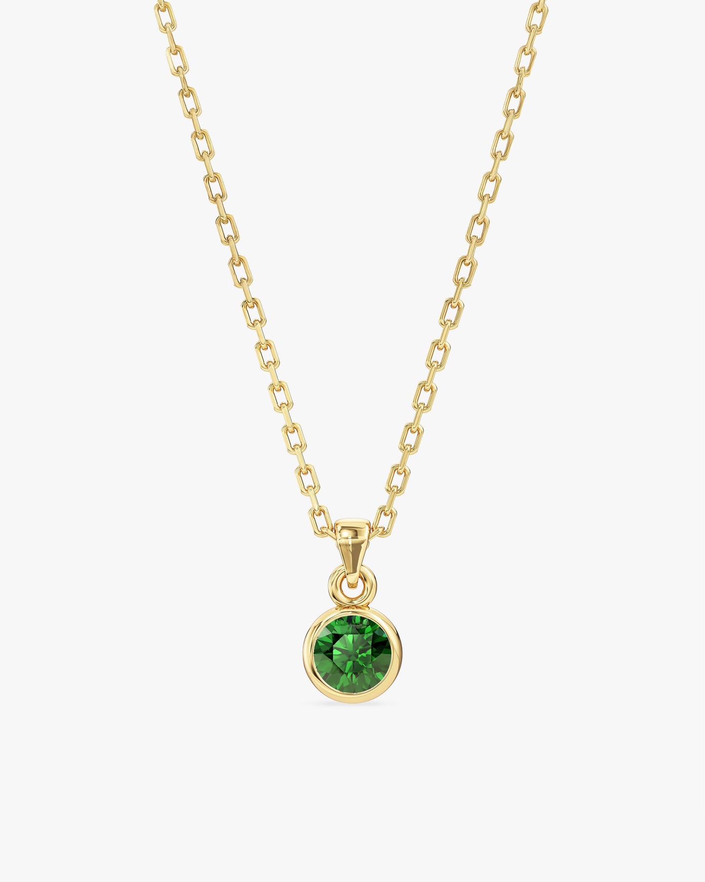 Bezel Set Round Birthstone Solitaire Necklace