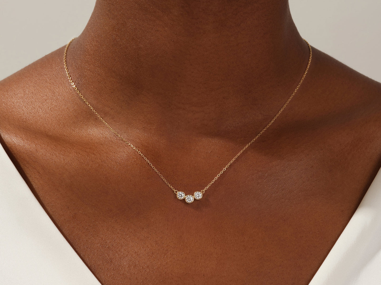 Trio-Bezel Set Necklace (0.75 CT)