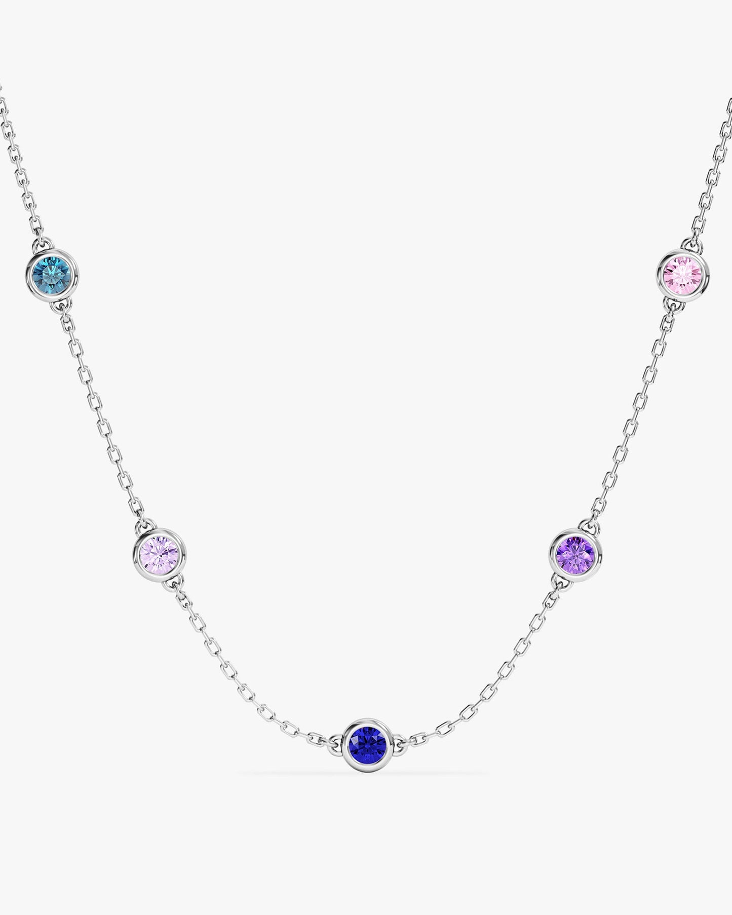 Bezel Set Birthstone Station Necklace