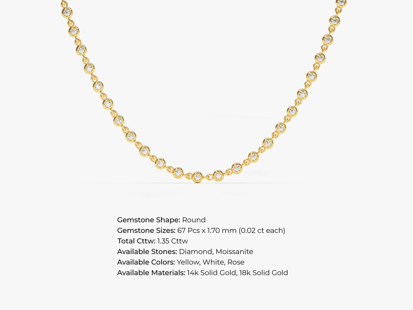 Mother's Bezel Moissanite Tennis Necklace