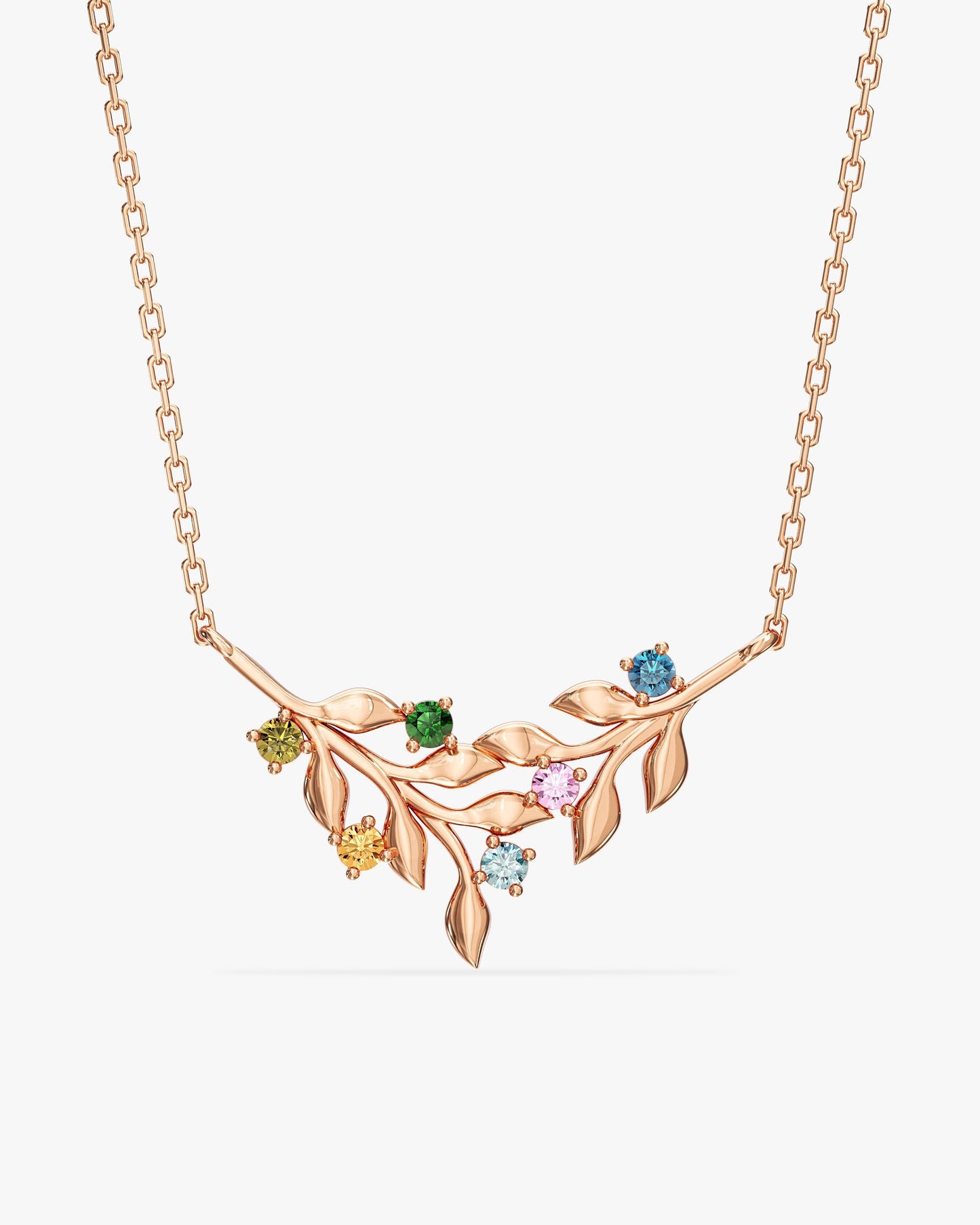 Floral Multi Birthstone Necklace