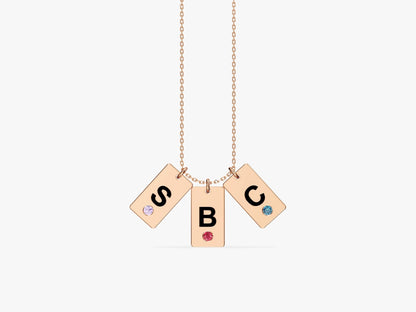 Initial Tag Birthstone Necklace