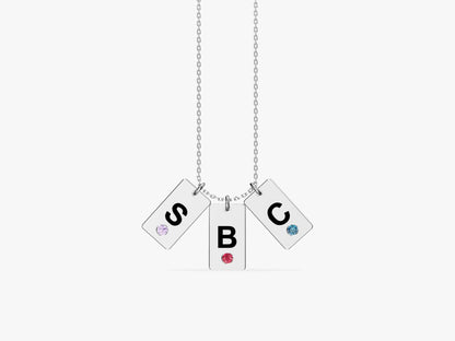 Initial Tag Birthstone Necklace
