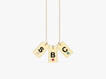 Initial Tag Birthstone Necklace