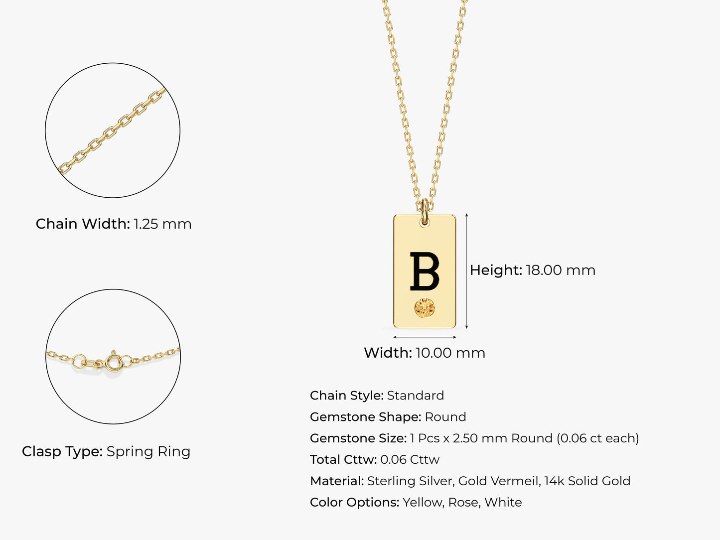 Initial Tag Birthstone Necklace