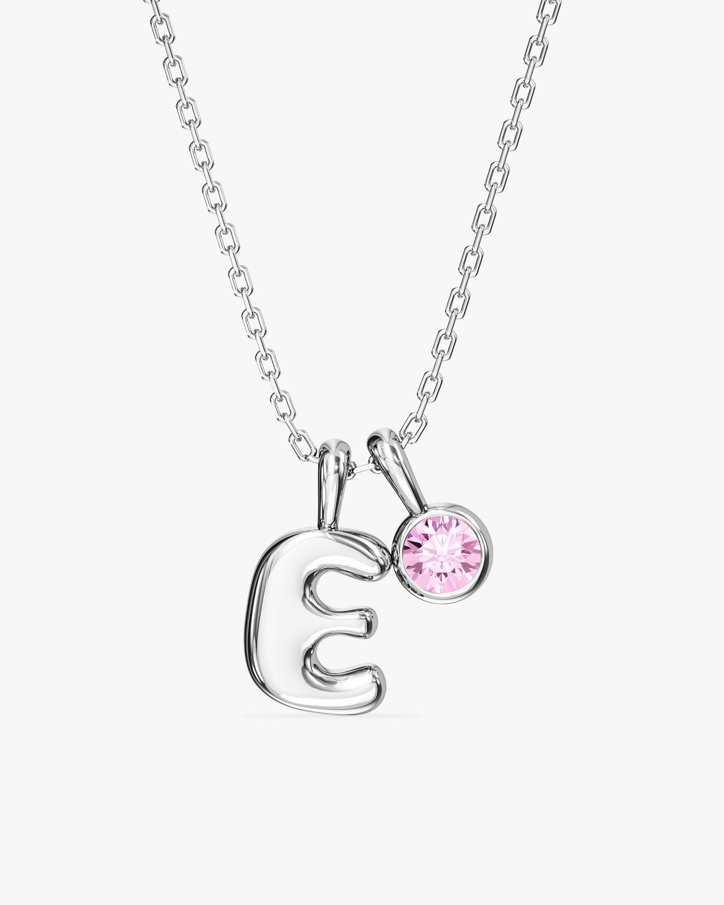 Initial Letter Birthstone Charm Necklace