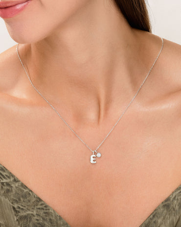Initial Letter Birthstone Charm Necklace