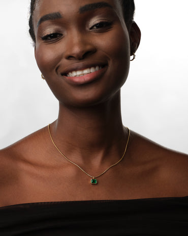 Emerald Cut Birthstone Necklace
