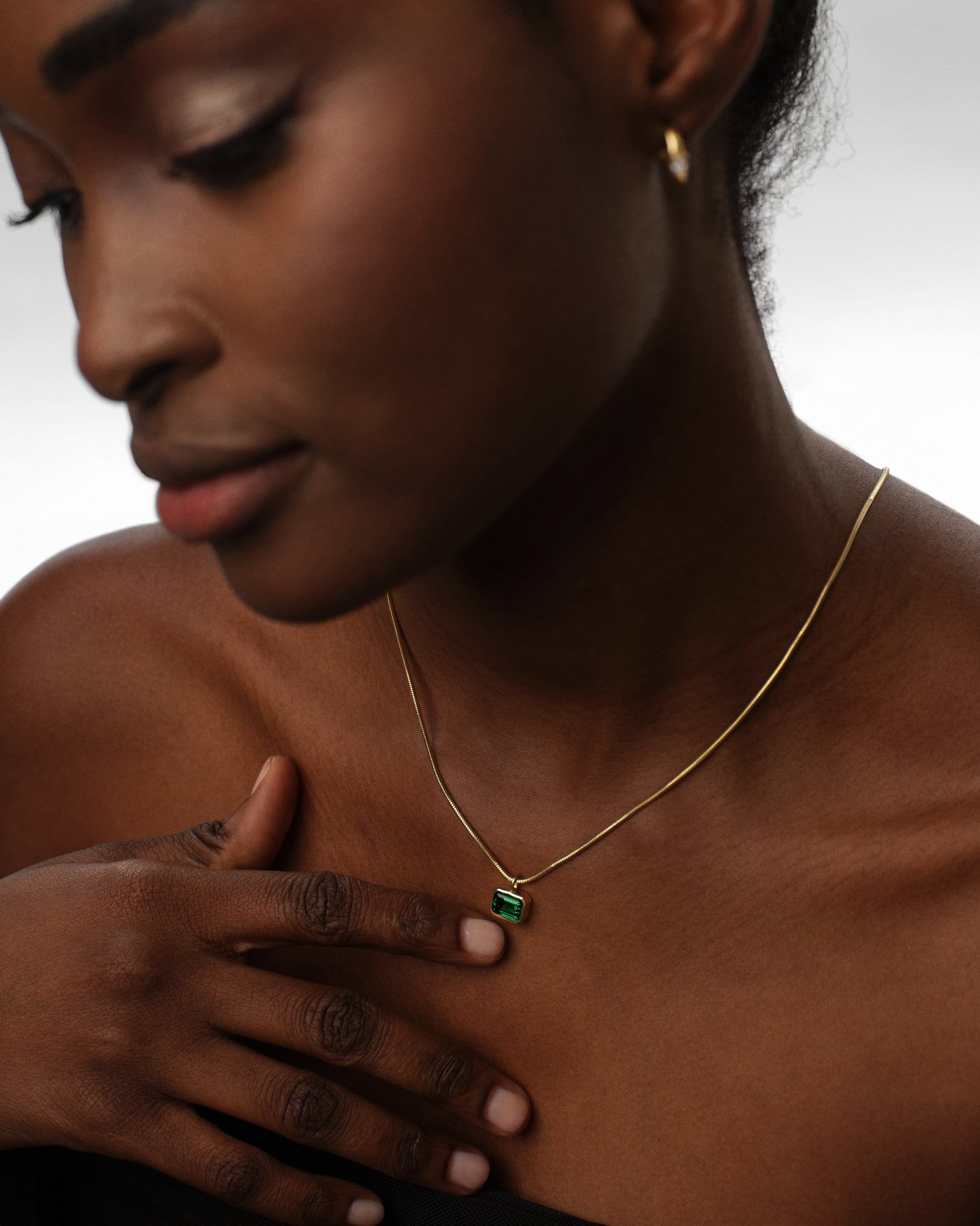 Emerald Cut Birthstone Necklace