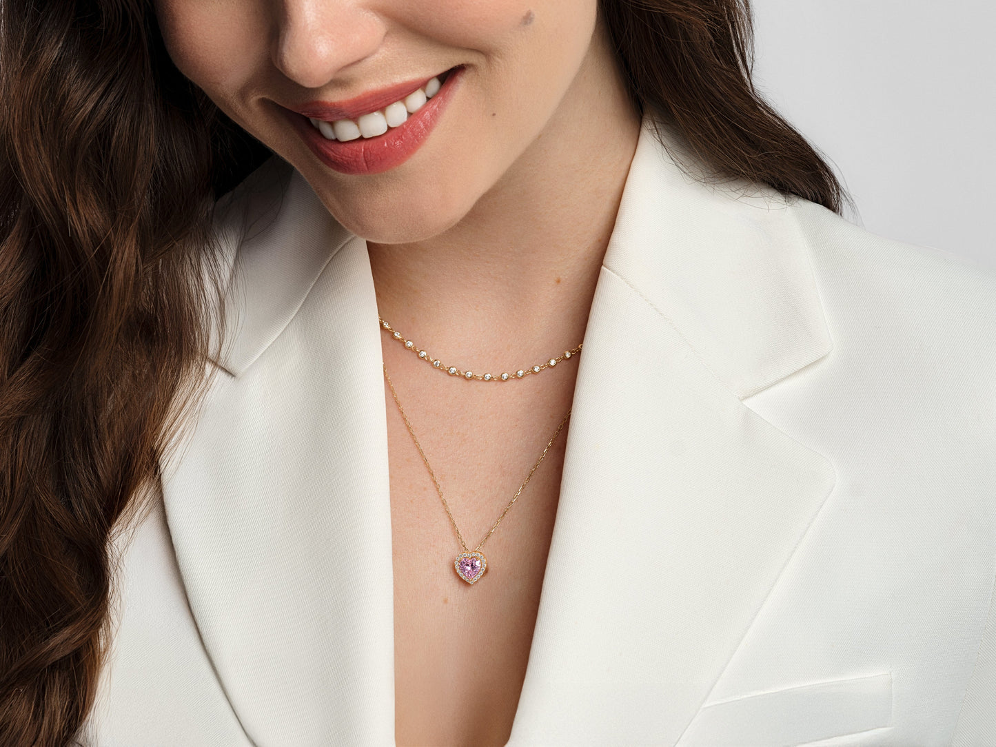 Halo Pink Heart Necklace