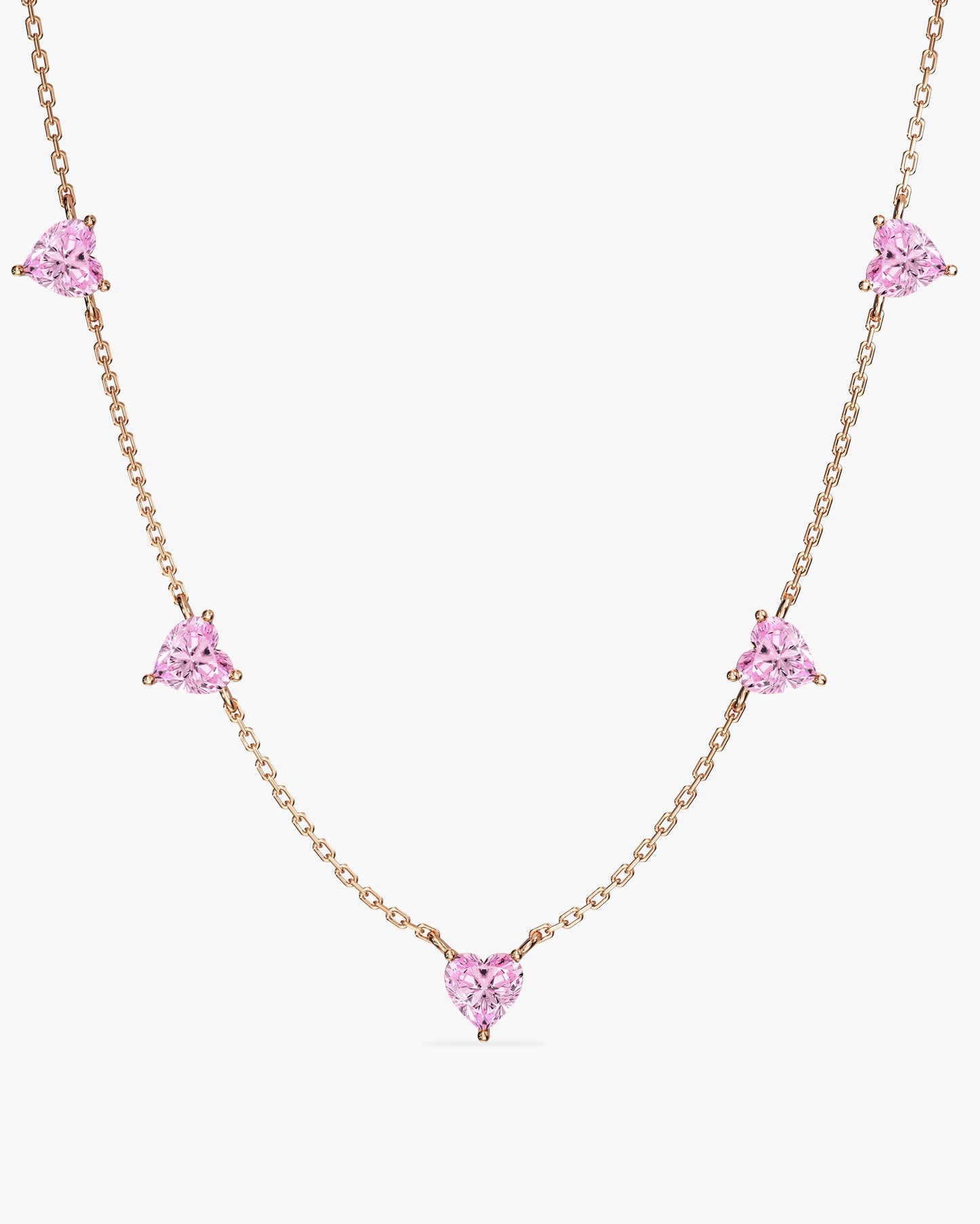 Heart Birthstone Station Necklace