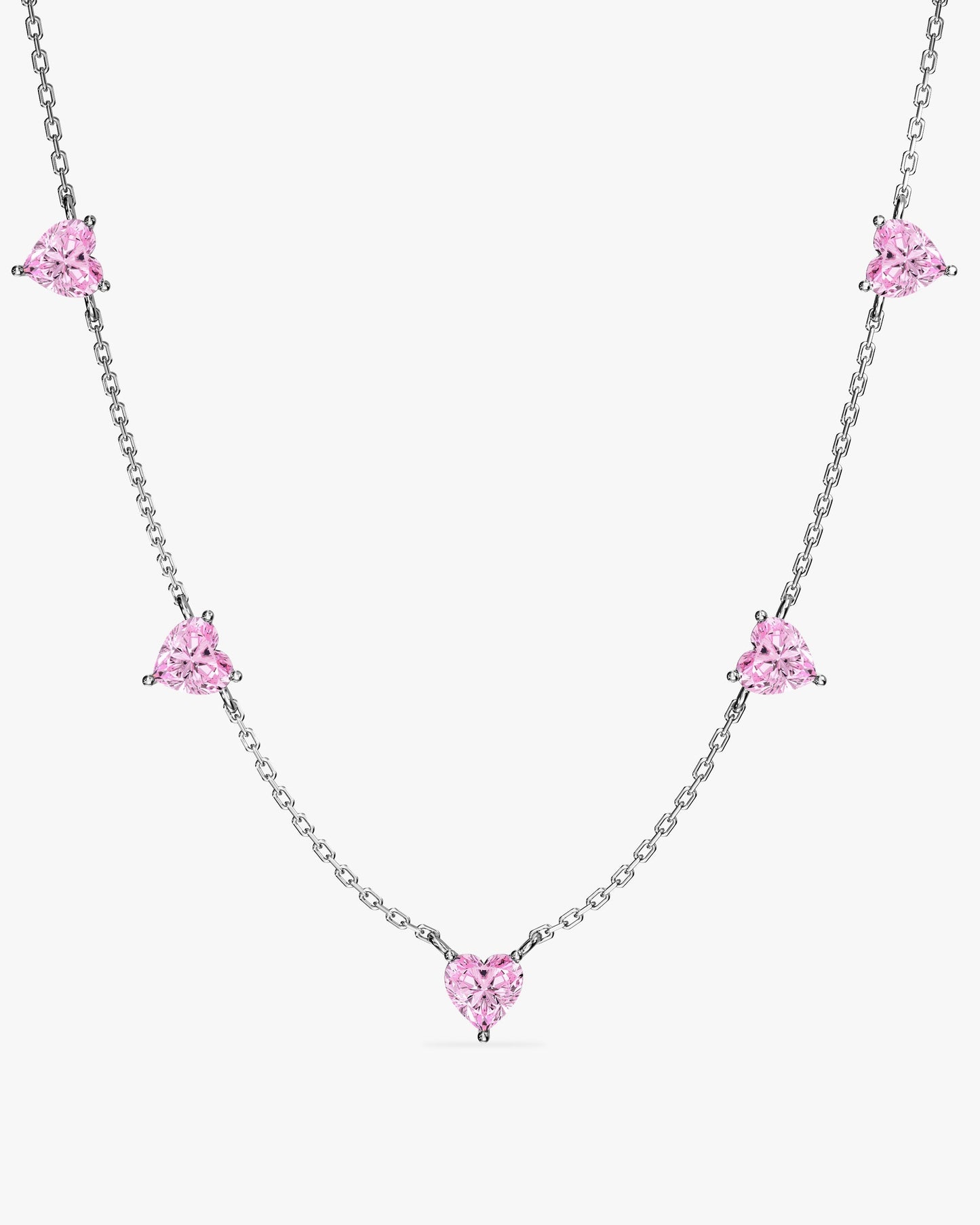 Heart Birthstone Station Necklace