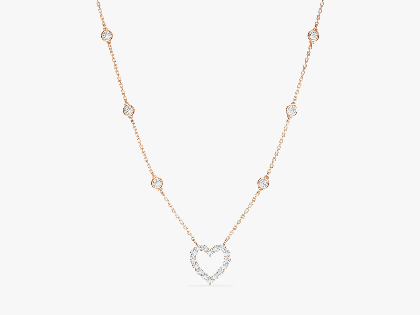 Heart Charm with Station Necklace