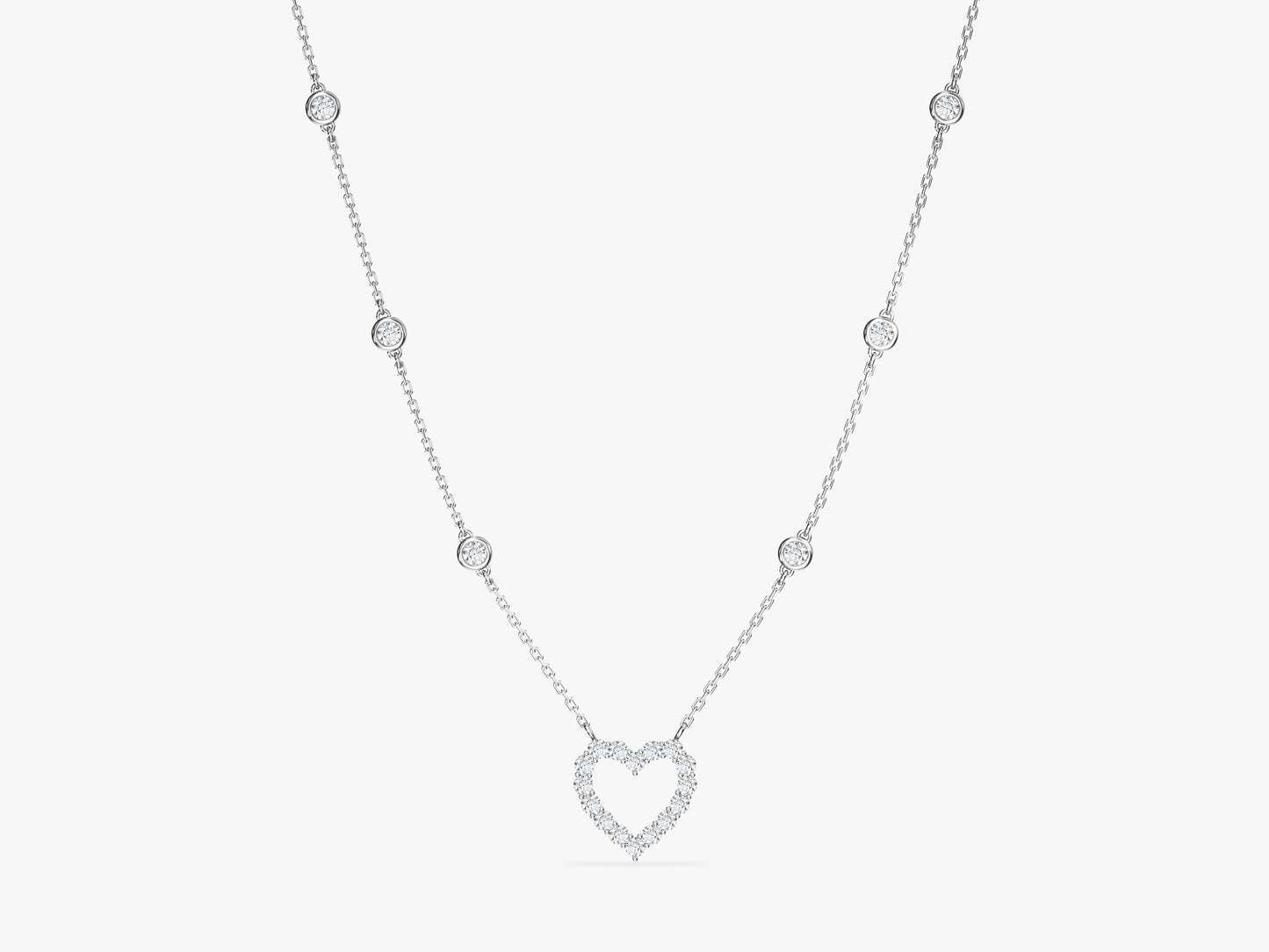 Heart Charm with Station Necklace