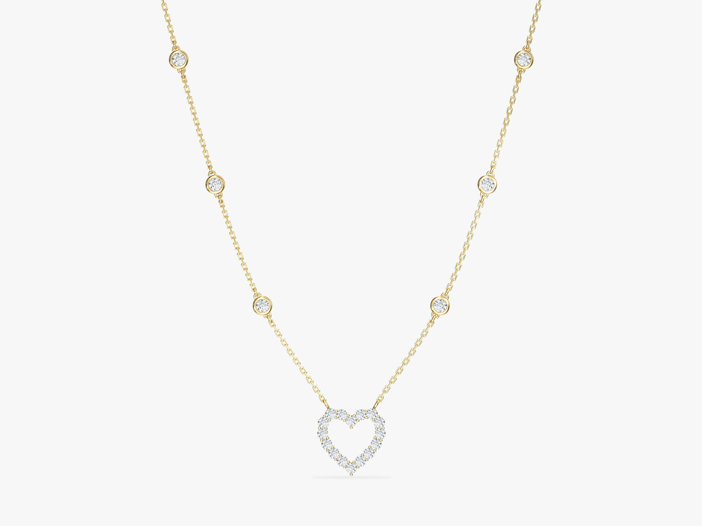 Heart Charm with Station Necklace