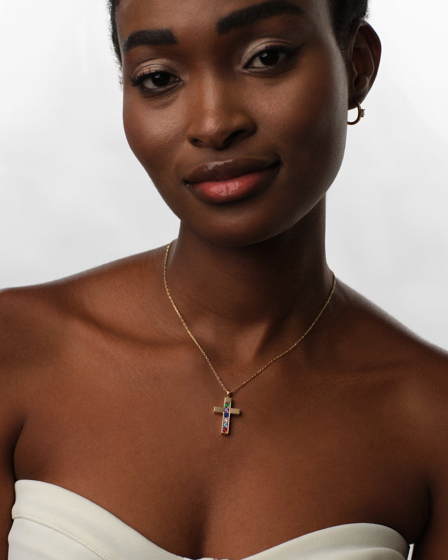 Cross Birthstone Necklace