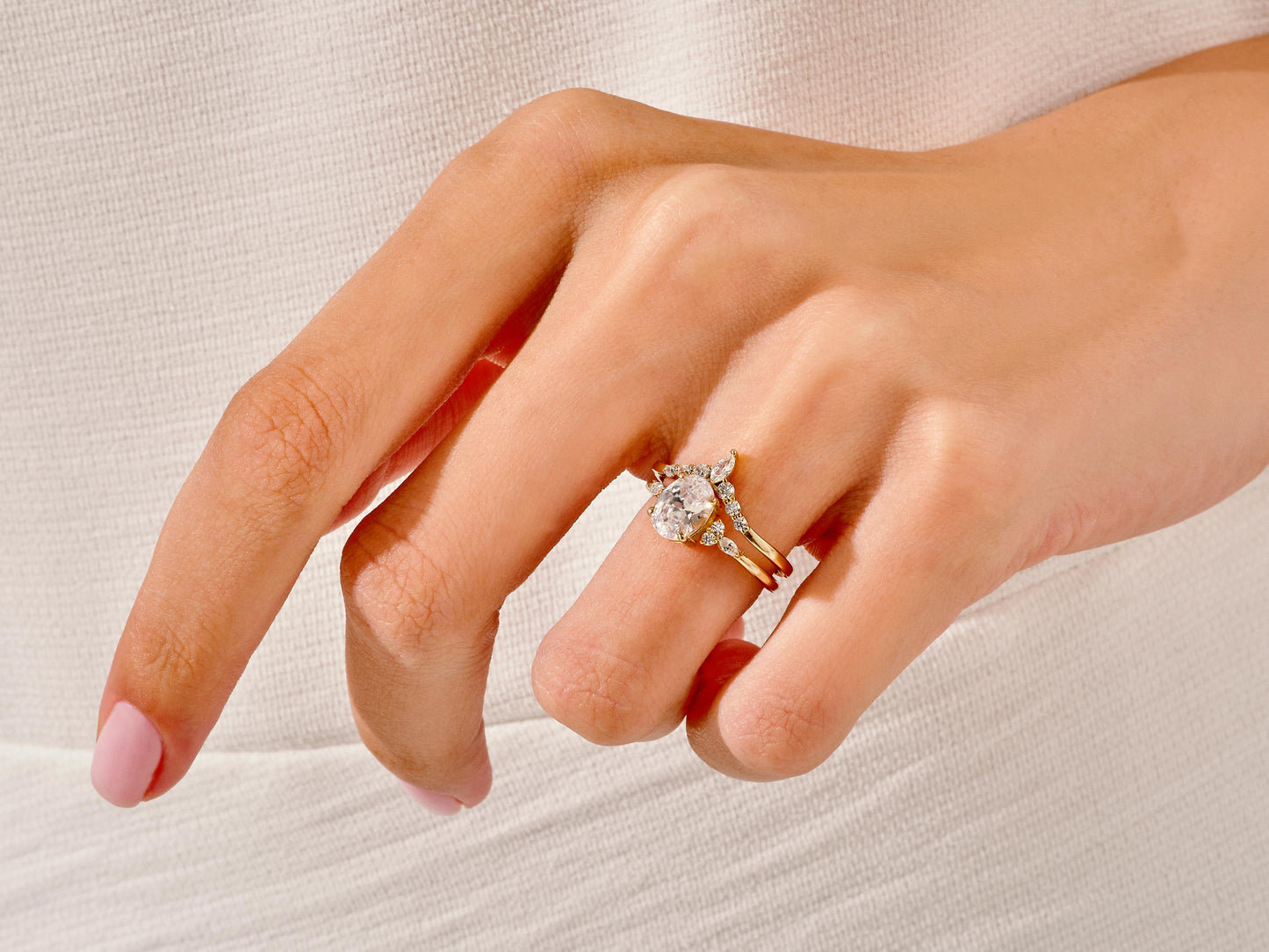 Vintage Marquise Tipped Wedding Band