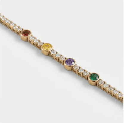 Family Tennis Bracelet with Rainbow Birthstones