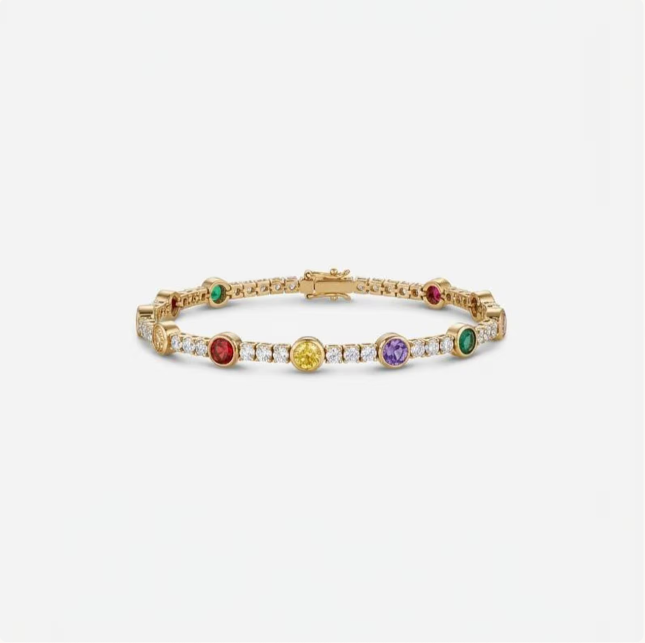Family Tennis Bracelet with Rainbow Birthstones