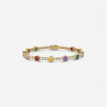 Family Tennis Bracelet with Rainbow Birthstones