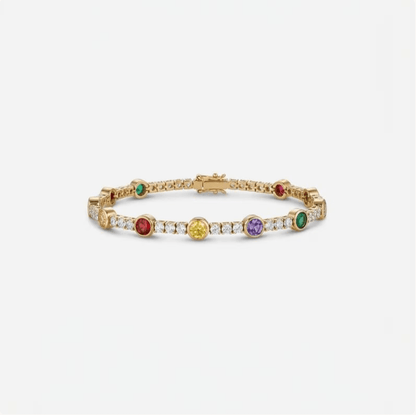 Family Tennis Bracelet with Rainbow Birthstones