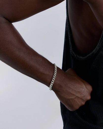 Thick Curb Chain Bracelet - 925k Sterling Silver