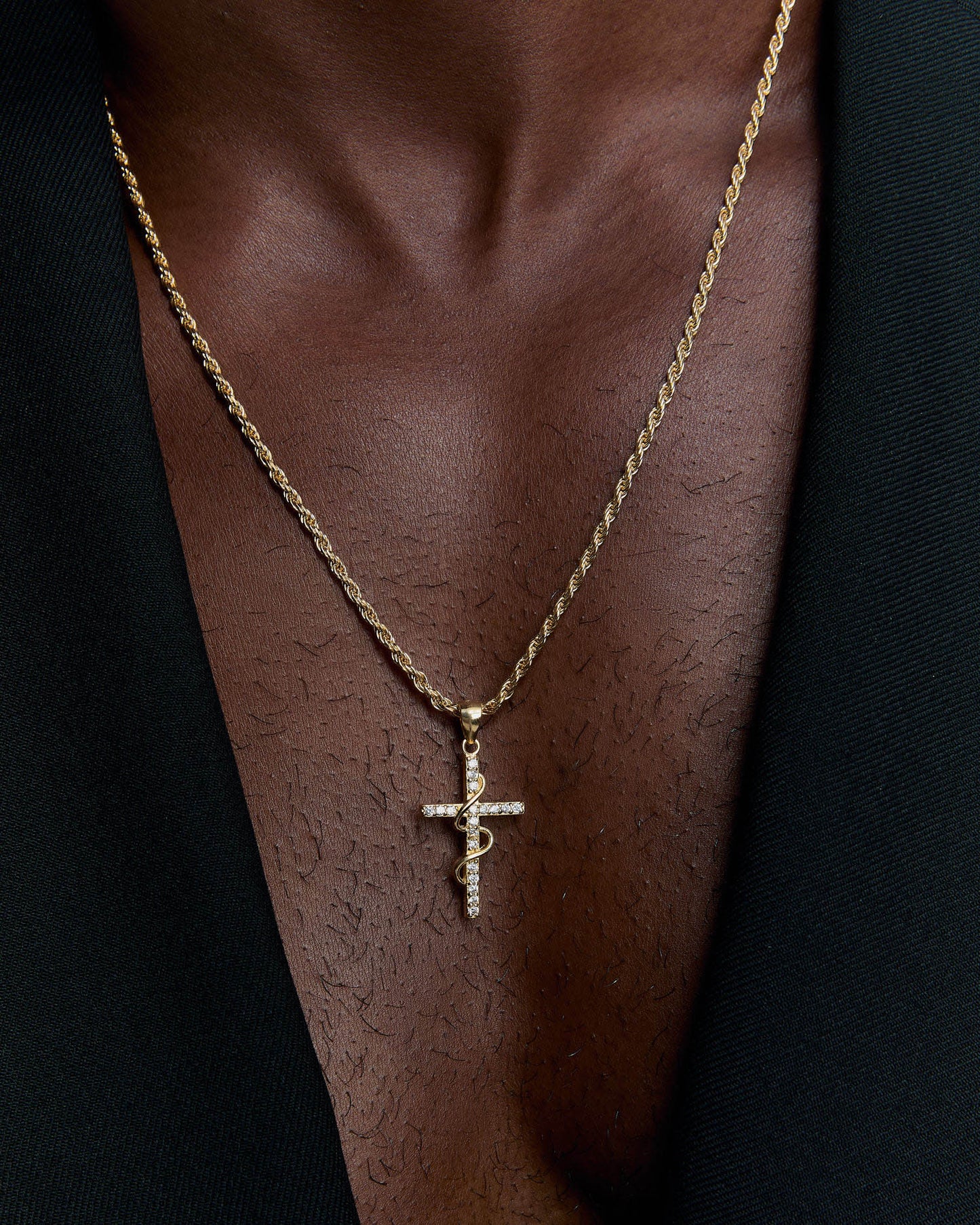 Serpent Cross Pendant Necklace - 18k Gold Vermeil