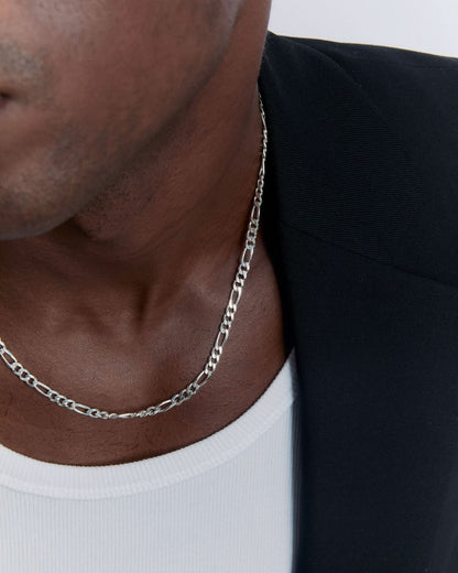 Figaro Chain Necklace - 925k Sterling Silver