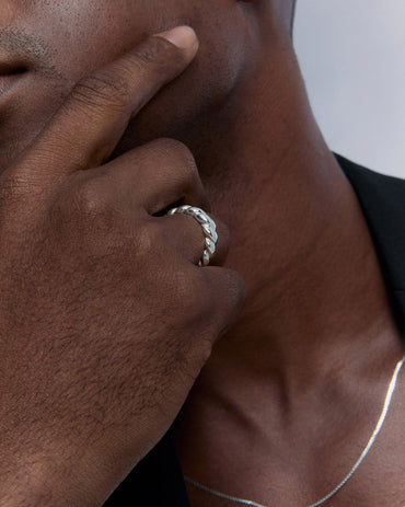Thick Twisted Men's Ring - 925k Sterling Silver