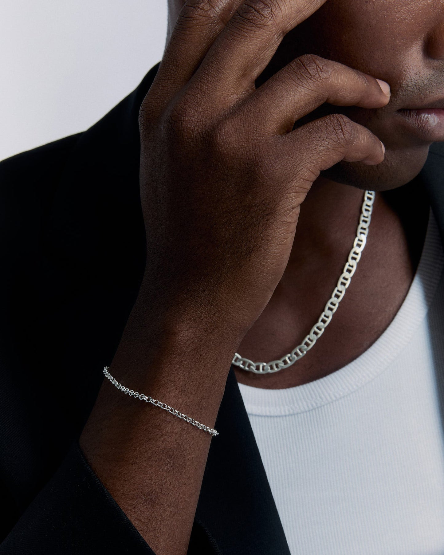 Silver Men's Chain Bracelet - Dainty Men Jewelry