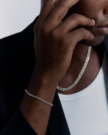 Silver Men's Chain Bracelet - Dainty Men Jewelry
