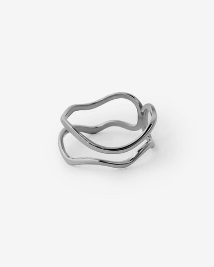 Abstract Open Link Ring, Minimalist Modern Design - Modern Jewelry