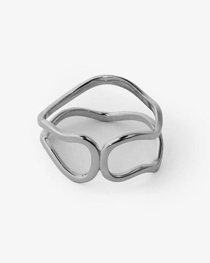 Abstract Open Link Ring, Minimalist Modern Design - Modern Jewelry