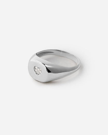Heart Signet Ring with Accent, Minimalist Modern Design