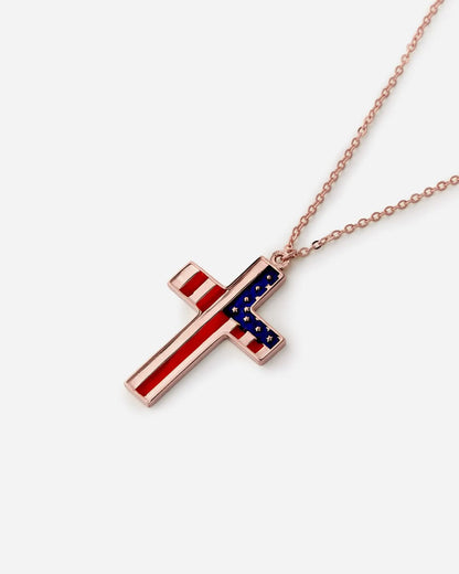 American Flag Cross Necklace - Jewelry Handcrafts