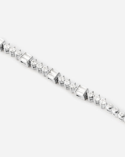Baguette Stone Detail Tennis Bracelet - 925k Sterling Silver