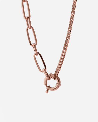 Modern Dual Chain Paperclip Necklace with Bold Ring Clasp