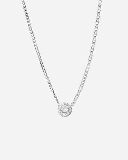 Birthstone Round Halo Pendant Necklace - Handmade Jewelry