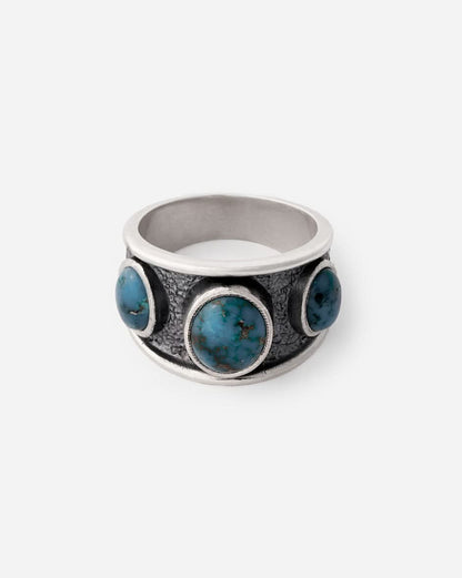 Men's Silver Ring with Turquoise Stone - 925k Sterling Silver