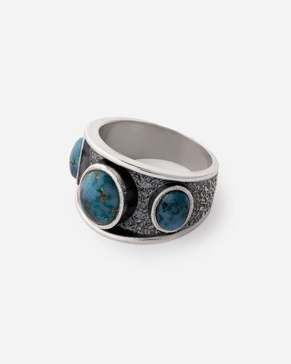 Men's Silver Ring with Turquoise Stone - 925k Sterling Silver