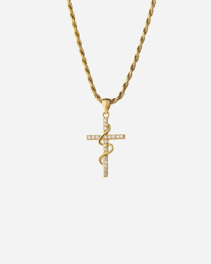 Serpent Cross Pendant Necklace - 18k Gold Vermeil