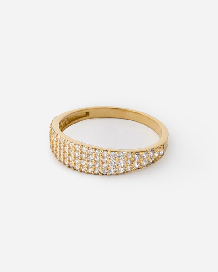 Pave Slim Signet Ring - 18k Gold Vermeil