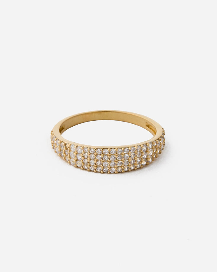 Pave Slim Signet Ring - 18k Gold Vermeil