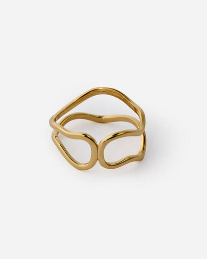 Abstract Open Link Ring, Minimalist Modern Design - Modern Jewelry