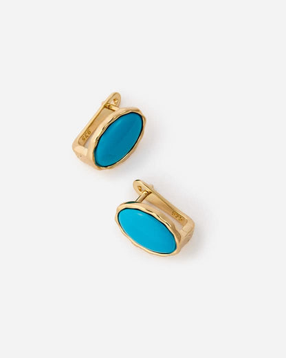 Turquoise Oval Clip-On Earrings - Turquoise Jewelry