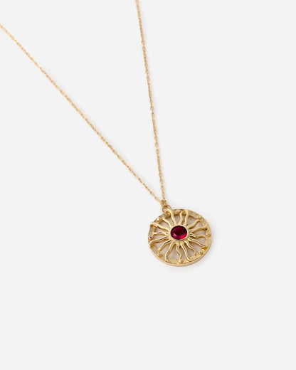 Dainty Birthstone Bohemian Sunburst Necklace